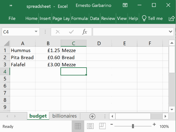 Budget Sheet